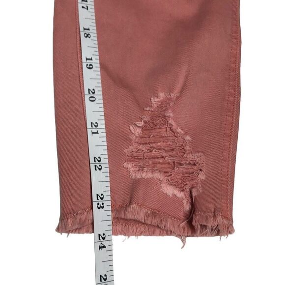 Revery Pink Distressed Hi Rise Skinny Crop Jeans N0376 - Picture 6 of 7